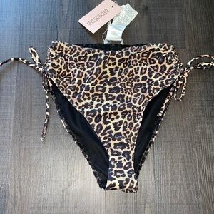 NWT Missguided high waist ruched side cheetah bikini bottom